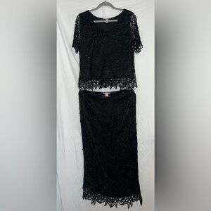 SilkenPoetry Black 100% Silk Hand-Crocheted Lace 2-Piece Set XL